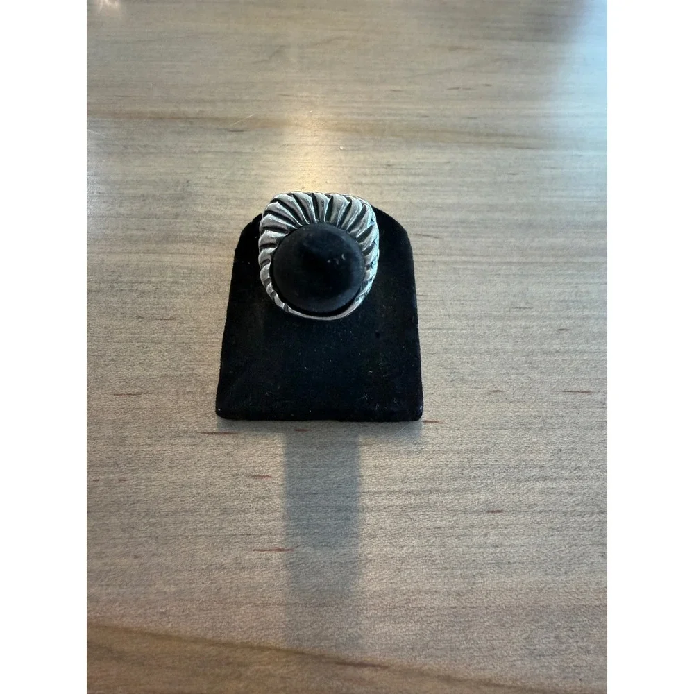 Dian Malouf Ring Women Size 7 Silver 14K Gold Chevron Cable Wheat Band Statement
